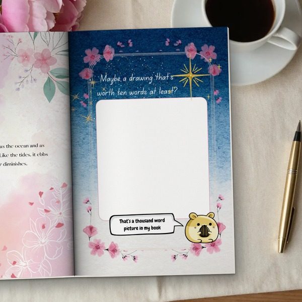 Drawing page that asks for a picture worth ten words at least